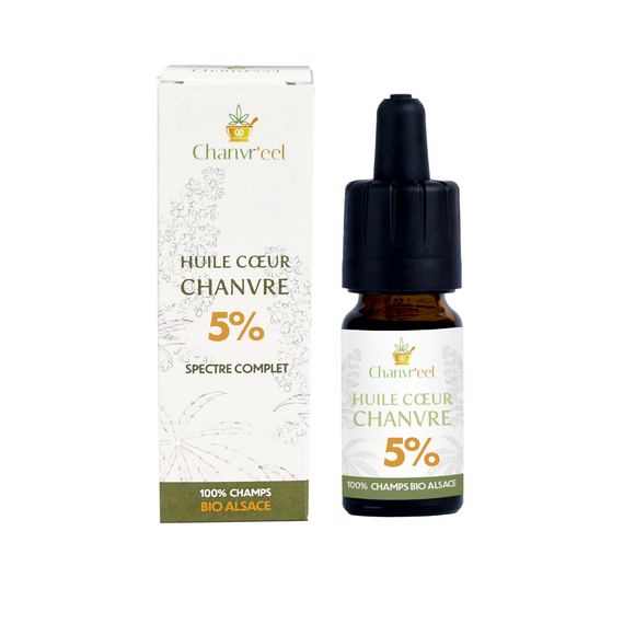 huile de chanvre bio 5%, idéale pour apaiser les tensions et favoriser la détente.