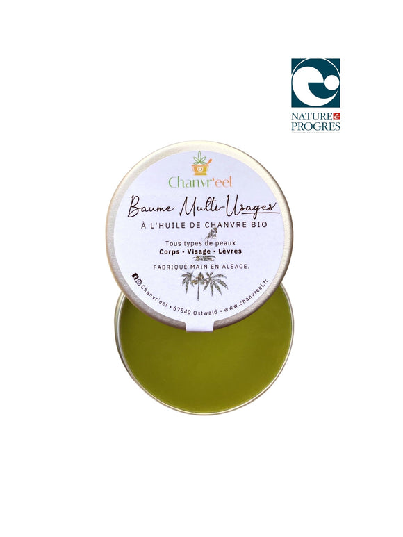 Un baume bio à base de chanvre, réparateur et hydratant, idéal pour les peaux sèches et les zones sensibles.